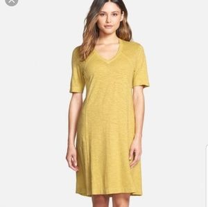 Eileen Fisher Hemp Cotton Deep V Neck Dress Large